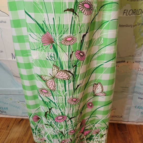 Vintage 1970s Miss Shaheen Green  Long Maxi Skirt with Butterfly Print Size 8 - Picture 9 of 16